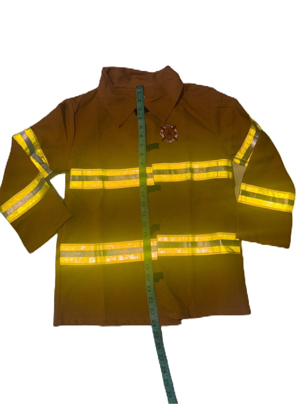 Mustard Yellow Kids Firefighter Costume with Yellow Reflective Stripes - Picture 14 of 15